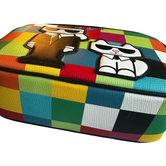 🆕KARL LAGERFELD Paris Maybelle colorblock check crossbody camera shoulder bag - Picture 8 of 12